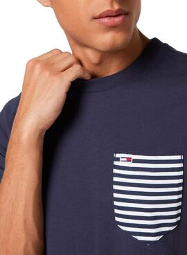 T-Shirt Tommy Jeans Contrast Pocket Azul Marinho Homem