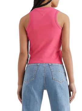 T-Shirt Tommy Jeans Crop Timeless Rosa Mulher