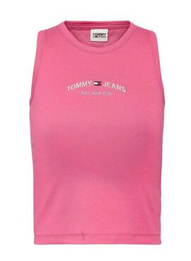 T-Shirt Tommy Jeans Crop Timeless Rosa Mulher