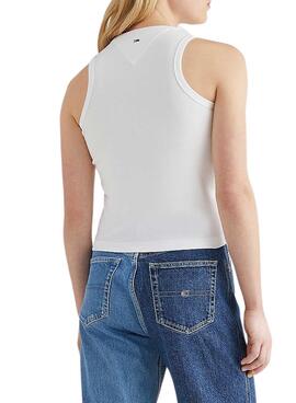 T-Shirt Tommy Jeans Crop Timeless Branco Mulher
