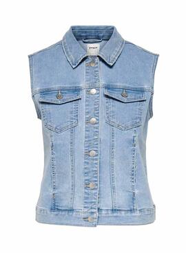 Colete Only Wonder West Box Jeans Azul Mulher