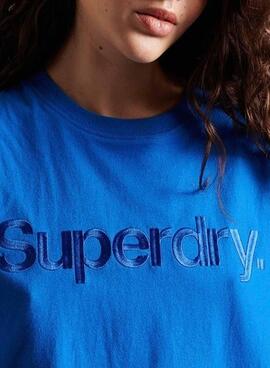 T-Shirt Superdry Logo Source Azul para Mulher