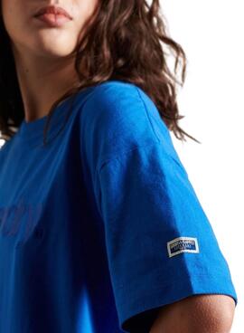 T-Shirt Superdry Logo Source Azul para Mulher