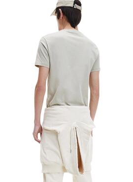 T-Shirt Calvin Klein Monograma Slim Cinza Homem