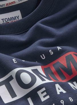 Sweat Tommy Jeans Entry Flag Azul Marinho Homem