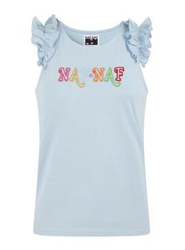 T-Shirt Naf Naf Sent Ruffles Azul para Mulher