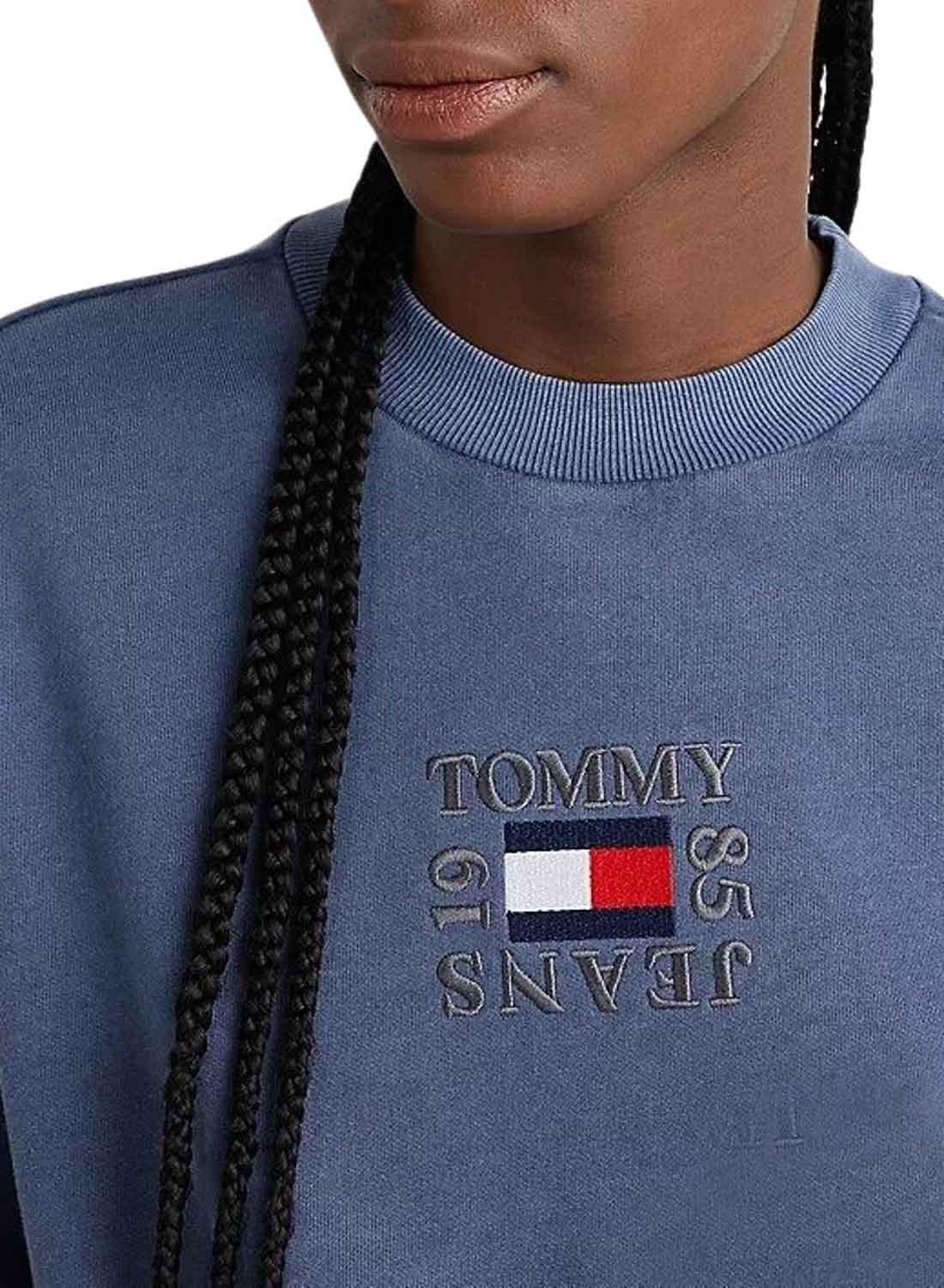 Sweat Tommy Jeans Crop Timeless  Azul Marinho Mulher