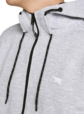 Sweat Jack & Jones Zíper Cinza Homem