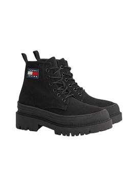 Botas Tommy Jeans Cordões Pretos para Mulher