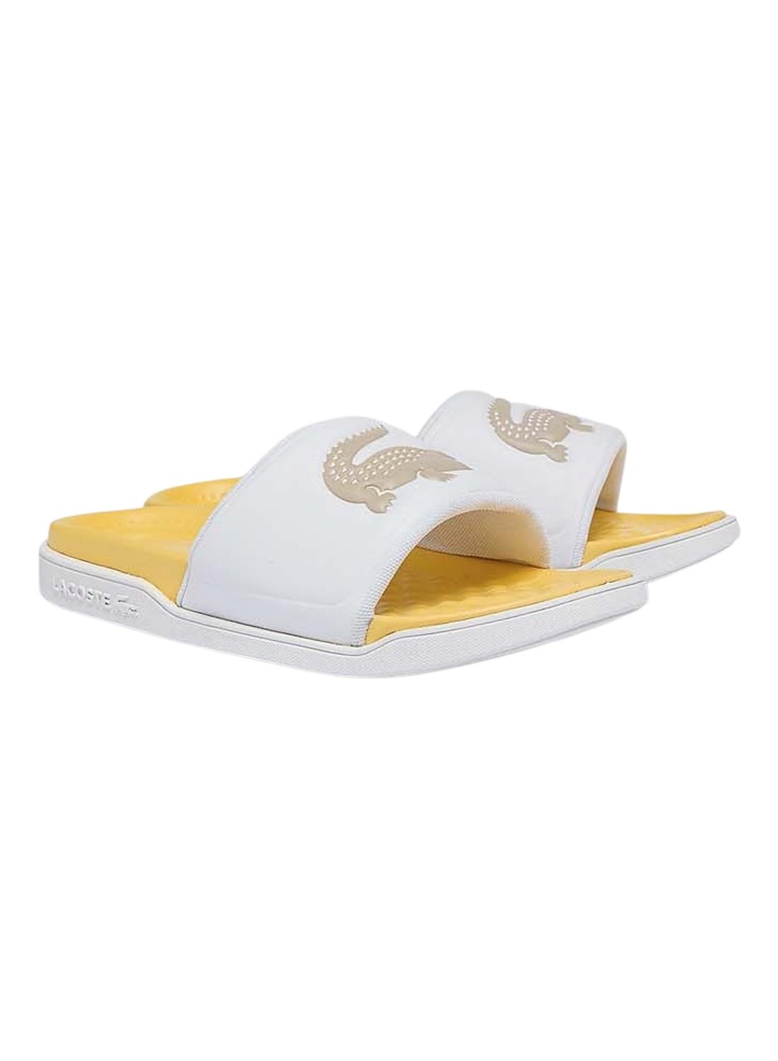 Flip Flops Lacoste Croco Dualiste Branco e Amarelo