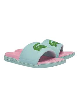 Flip Flops Lacoste Dualiste Turquesa e Rosa Mulher