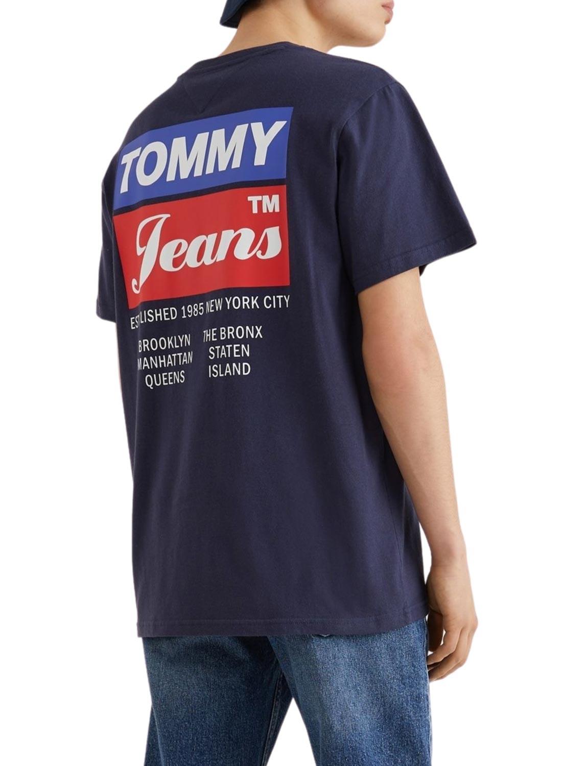 T-Shirt Tommy Jeans Navy Logo Traseiro Homem