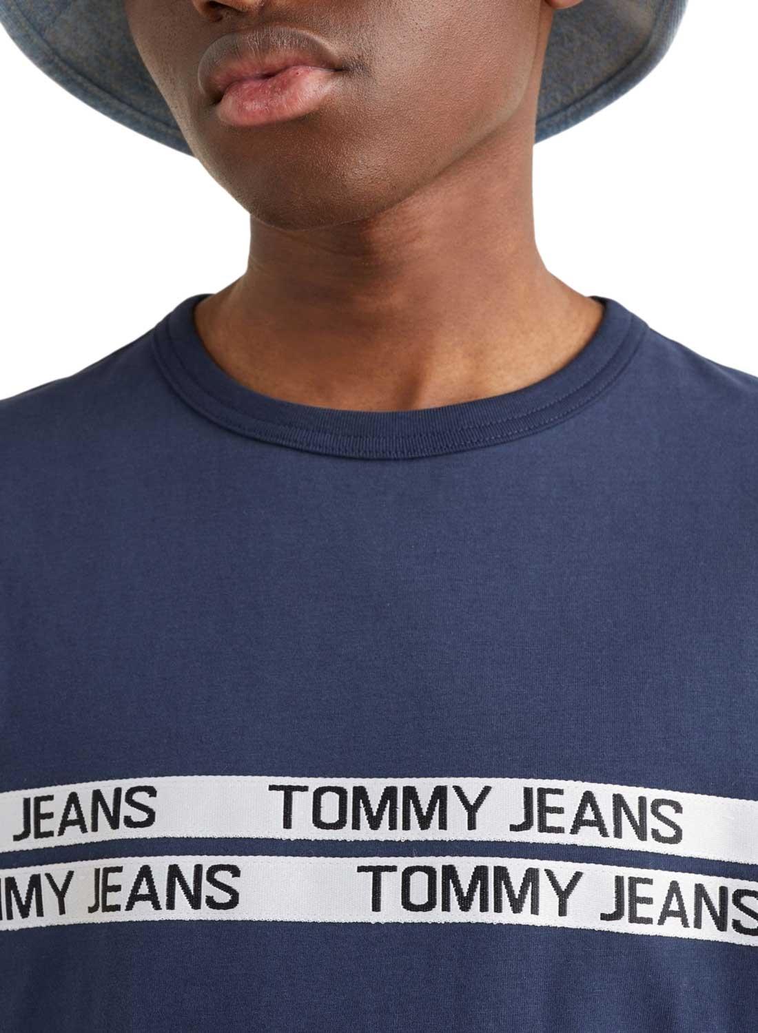 T-Shirt Tommy Jeans Com Inscrição Marinha Homem