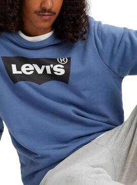 Sweat Levis Standard Graphic Crew Azul Homem