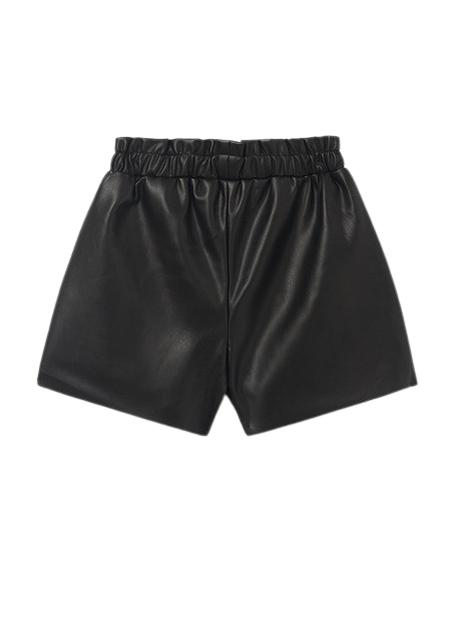 Short Mayoral Couro Sintético Preto para Menina