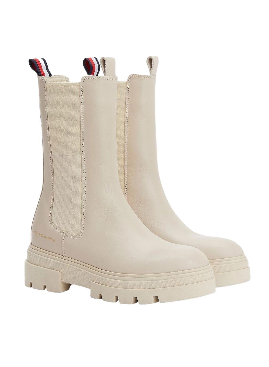 Botas Tommy Hilfiger Chelsea Pele Bege Mulher