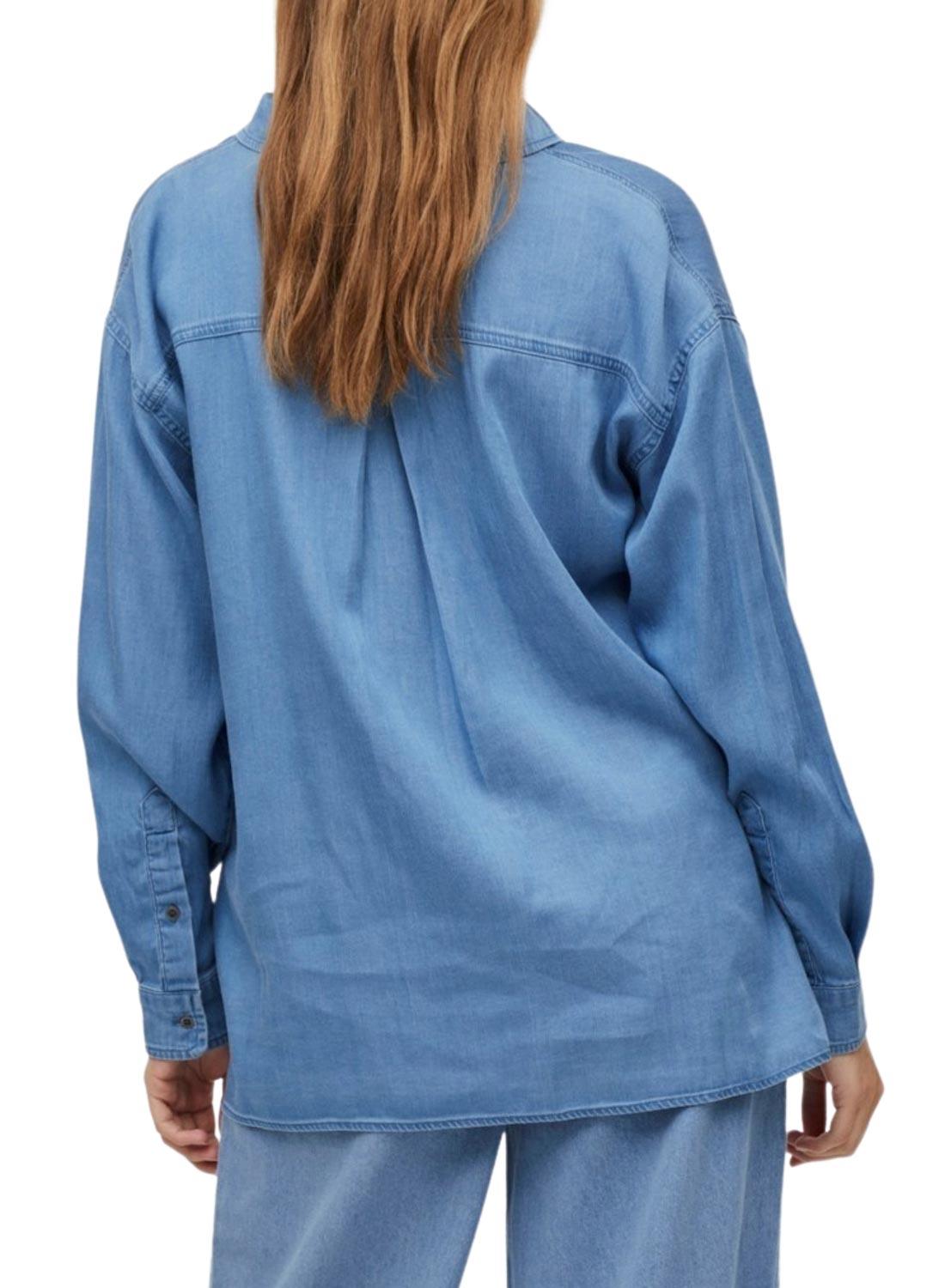 Camisa Vila Bista Oversize Azul para Mulher