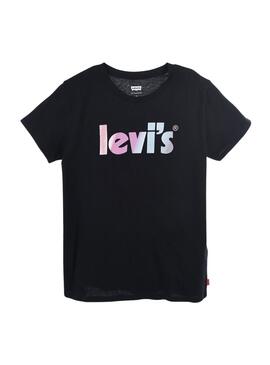 T-Shirt Levis Poster Logo Preto para Menina
