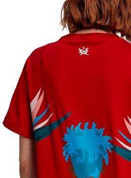 T-Shirt Adidas Thebe Magugu para Mulher Vermelho
