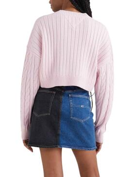 Camisola Tommy Jeans Center Flag para Mulher Rosa