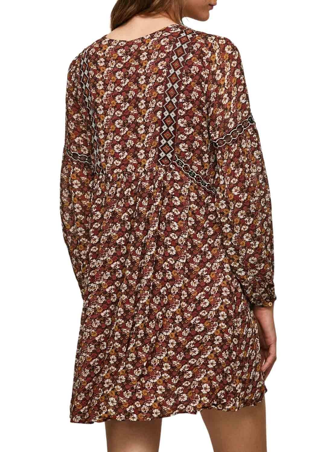 Vestido Pepe Jeans Liber Printed Mulher Marrom