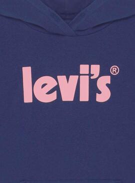 Sweat Levis Logotipo Capuz para Menina Azul Marinho