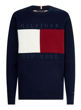 Camisola Tommy Hilfiger Bandera para Homem Azul Marinho