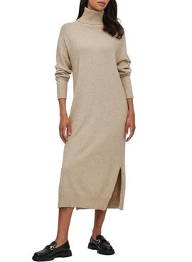 Vestido Vila Ril Roll Neck para Mulher Bege