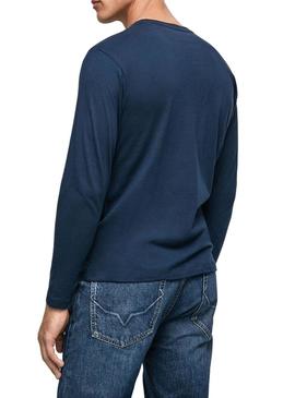 T-Shirt Pepe Jeans Eggo Long Azul para Homem