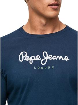 T-Shirt Pepe Jeans Eggo Long Azul para Homem