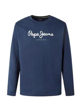 T-Shirt Pepe Jeans Eggo Long Azul para Homem