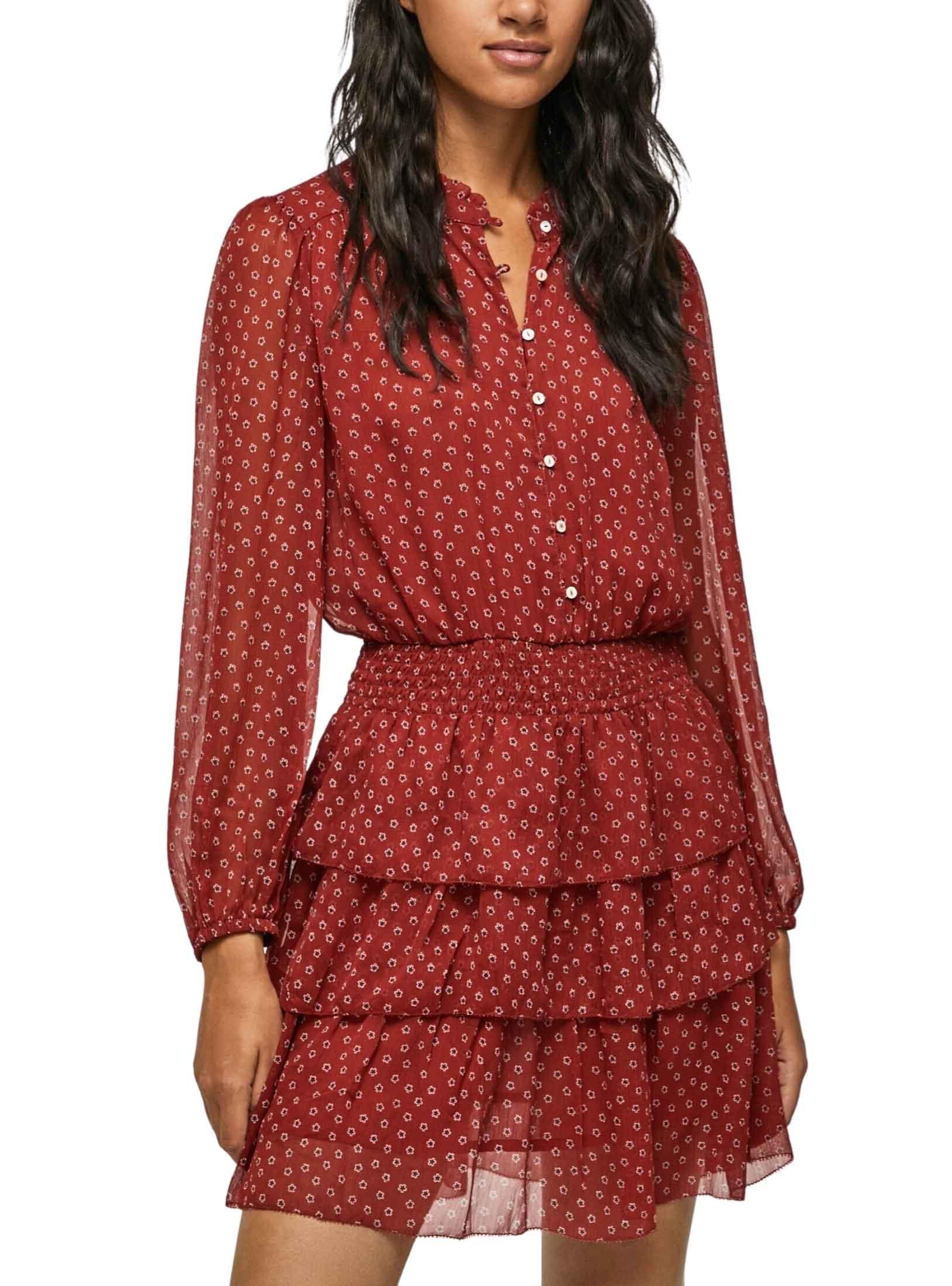 Vestido Pepe Jeans Delia Flores para Mulher Vermelho