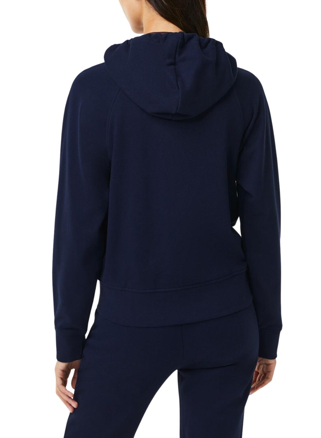 Sweat Lacoste Basic Hood Zip Azul para Mulher