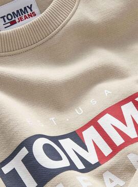Sweat Tommy Jeans Entry  Flag Bege para Mulher