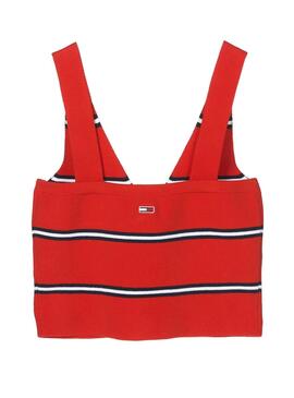 Top Tommy Jeans Knitted Stripe Vermelho Mulher