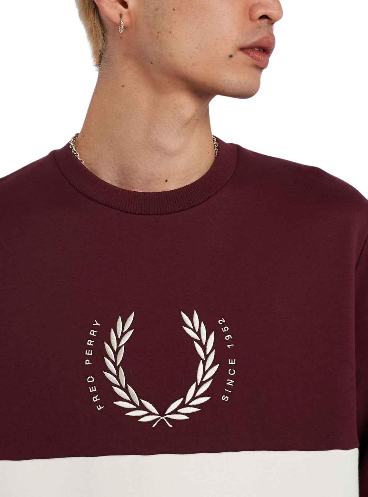 Sweat Fred Perry Circle Bordeaux e Bege