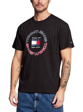 T-Shirt Tommy Jeans Logo Radial Preto