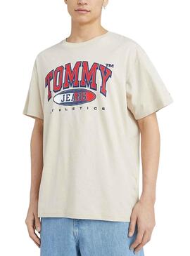 T-Shirt Tommy Jeans Graphic Bege para Homem