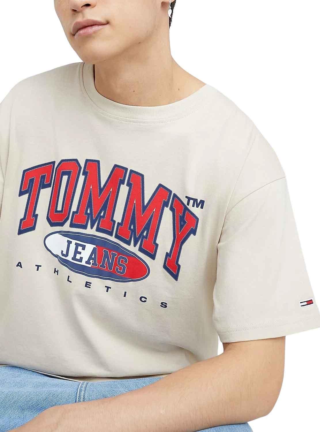 T-Shirt Tommy Jeans Graphic Bege para Homem