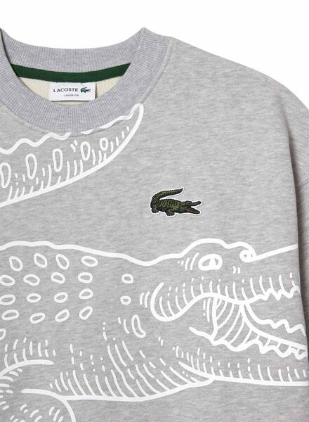 Sweat Lacoste Crocodile Cinza para Homem