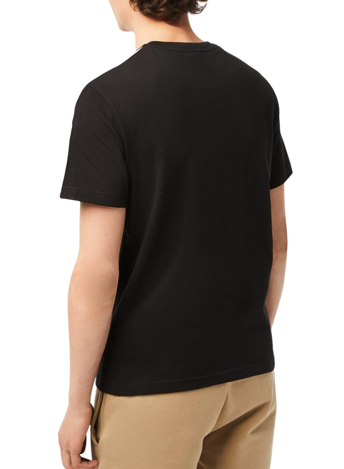 T-Shirt Lacoste Raya Logo Preto para Homem