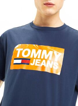 T-Shirt Tommy Jeans Scratched Marino Homem