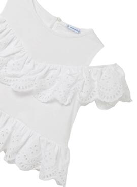 Blusa Mayoral Knitted Perfurada Branco para Menina
