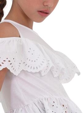 Blusa Mayoral Knitted Perfurada Branco para Menina