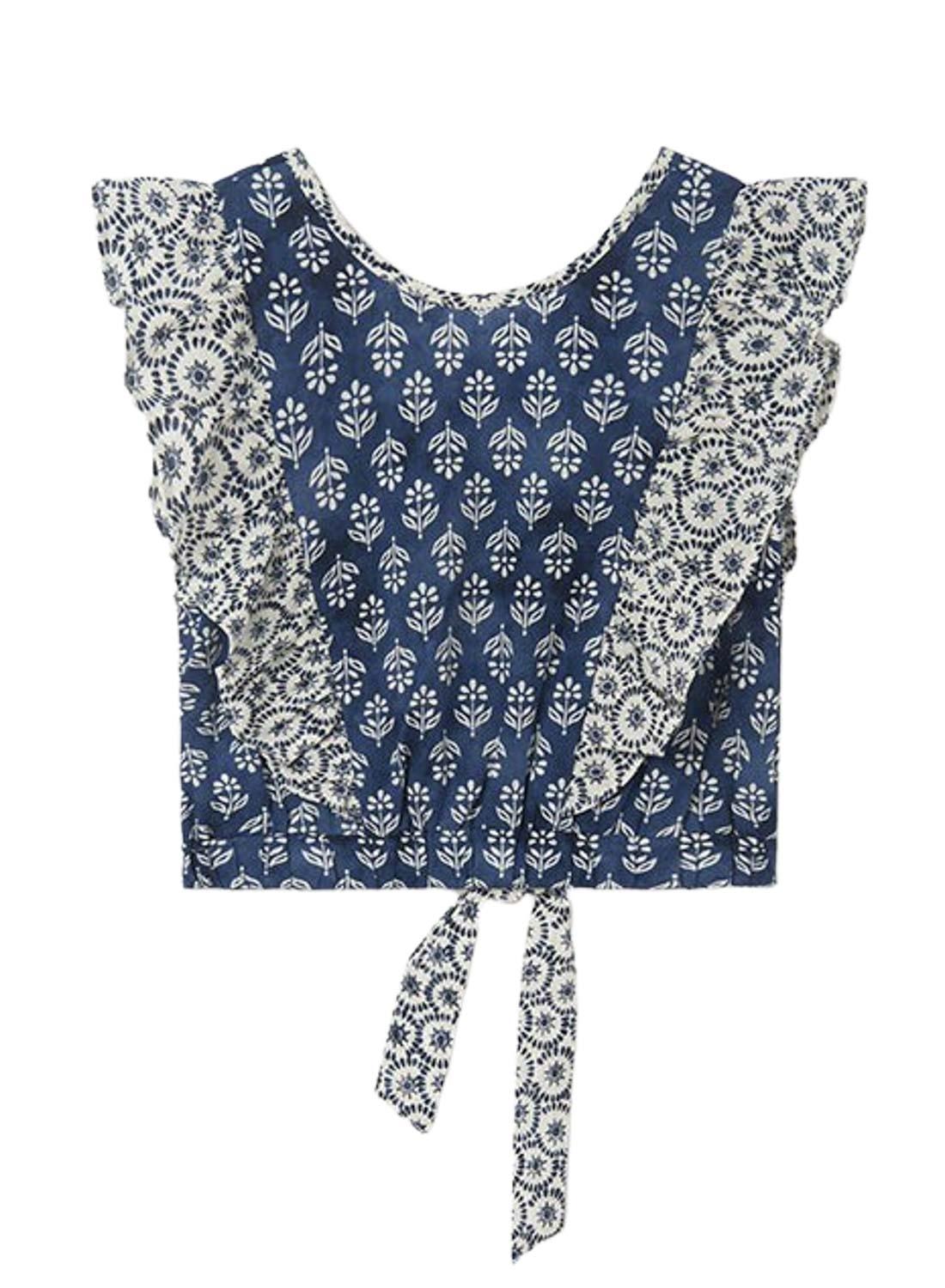 Blusa Mayoral Printed Volanes Azul para Menina