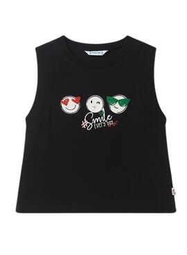 T-Shirt Mayoral Tirantes Sorriso Preto para Menina