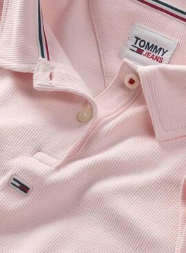 Polo Tommy Jeans Cropped Rib Rosa para Mulher