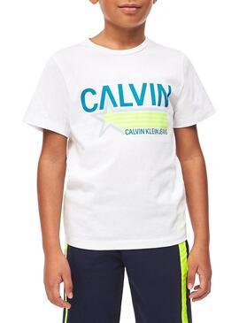 T-Shirt Calvin Klein Star Print  Branco Menino