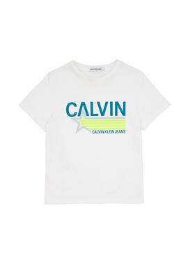 T-Shirt Calvin Klein Star Print  Branco Menino