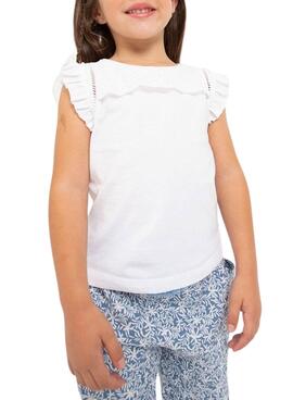 T-Shirt Mayoral Aparelho Perfurado Branco Menina